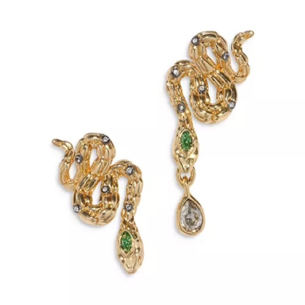 Alexis Bittar Serpent Pavé Snake Drop Earrings in 14K Gold Plated